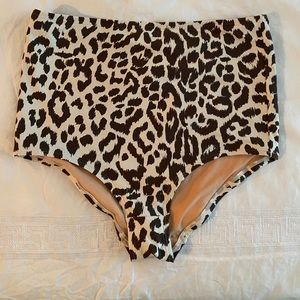 NWT JCREW LEOPARD BATHING SUIT BOTTOM HIGH WAISTED